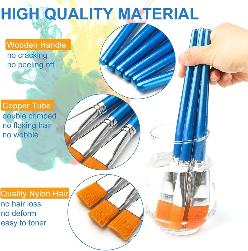 GACDR 1 inch Flat Paint Brushes for Acrylic Painting,12 Pieces Large Synthetic Paint Brushes Bulk with Wooden Handle for Acrylic, Watercolor, Oil, Crafts, Face Body Art - Image 2